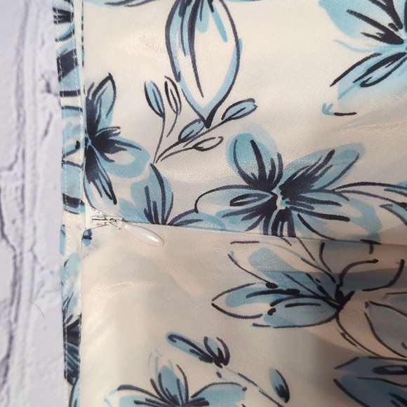 ⭐Loft Womens Skirt 100% Silk Blue Cream Floral High Low Feminine Girly Pastel 10 - Picture 10 of 12